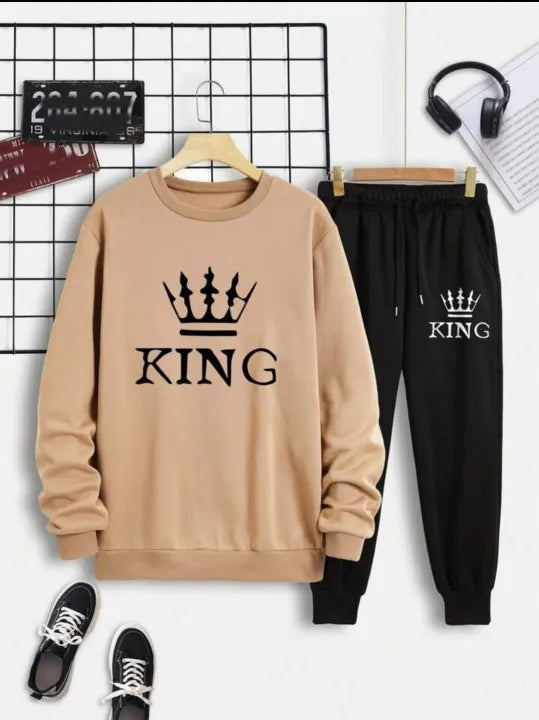 Women's Casual Crown Print Sweatshirt – Beige